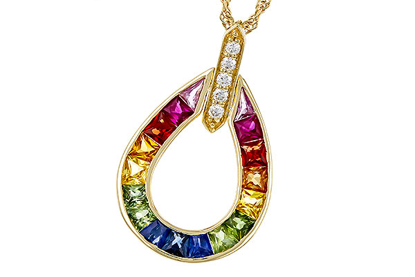 B311-75939: NECKLACE 1.10 MULTI-COLOR SAPPH 1.15 TGW