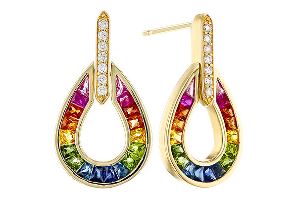 C311-75939: EARRINGS 1.18 MULTI-COLOR SAPP 1.25 TGW